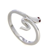 Ring Silber 925 rhodiniert Zirkonia rot Schlange Weite 60