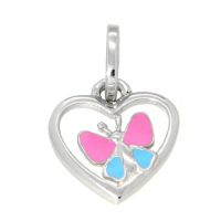 Anhänger Silber 925 Schmetterling blau/pink im Herz 