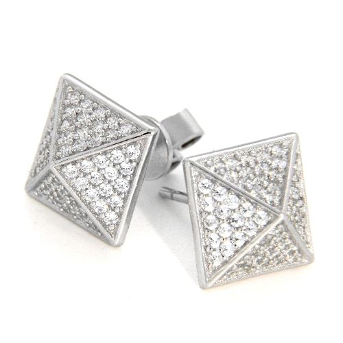 Ohrstecker Silber 925 rhodiniert Pyramide