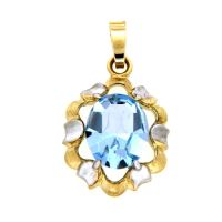 Anhänger Gold 333 hellblauer Kristall 