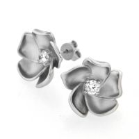 Ohrstecker Silber 925 rhodiniert Blüte 