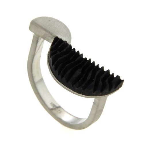 Ring Silber 925 rhodiniert Ebenholz Weite 56
