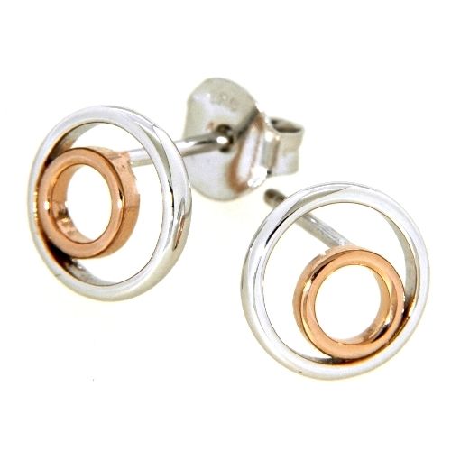 Ohrstecker Silber 925 rhodiniert &amp; rosé vergoldet