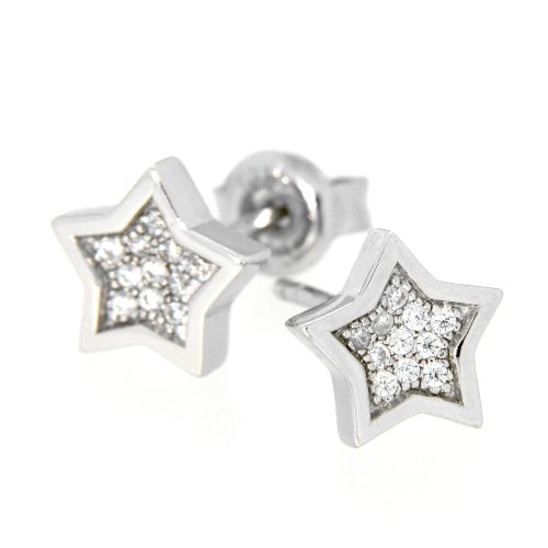 Ohrstecker Silber 925 rhodiniert Stern