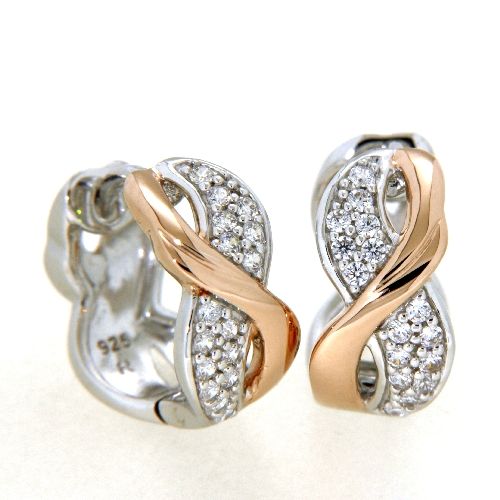 Scharniercreolen Silber 925 rhodiniert und rosé vergoldet