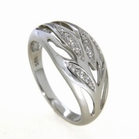 Ring Silber 925 rhodiniert s. c. Zirconia Weite 60