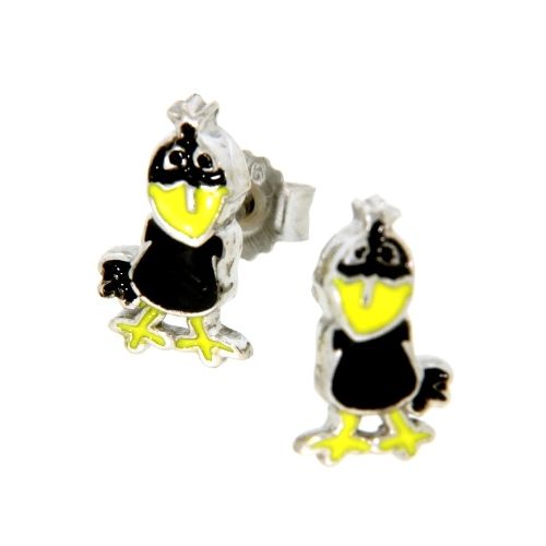Ohrstecker Silber 925 rhodiniert Rabe