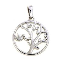 Anhänger Silber 925 rhodiniert Zirkonia Lebensbaum 