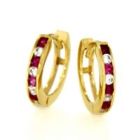 Scharniercreolen Gold 333 Zirkonia Rubin