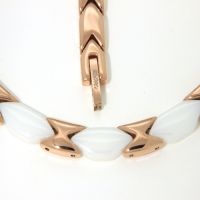 Kette Edelstahl IP rosé Keramik weiß 48 cm