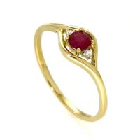 Ring Gold 333 Weite 60 echt Rubin Brillant 0,01ct