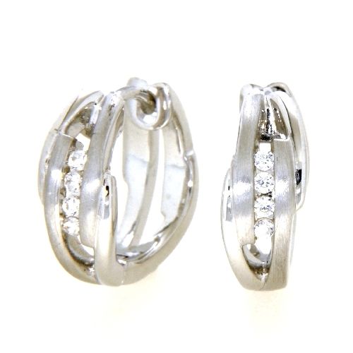 Scharniercreolen Silber 925 rhodiniert Zirkonia