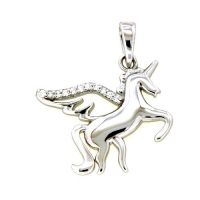 Anhänger Silber 925 rhodiniert Zirkonia Einhorn mit Flügeln