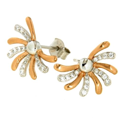 Ohrstecker Silber 925 rhodiniert und rosé vergoldet Zirkonia