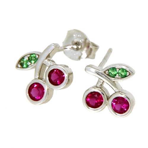 Ohrstecker Silber 925 rhodiniert Kirschen