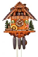 August Schwer Kuckucksuhr 8T Angler Mühlrad 42 cm 5.8865.01.C