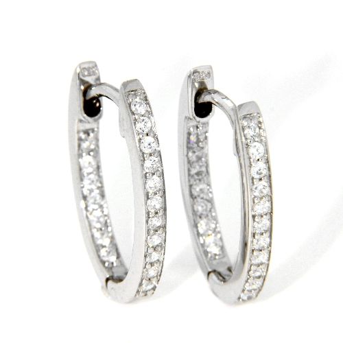 Scharniercreolen Silber 925 rhodiniert Zirkonia