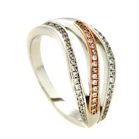 Ring Silber 925 rhodiniert & rosé vergoldet Weite 58 Zirkonia