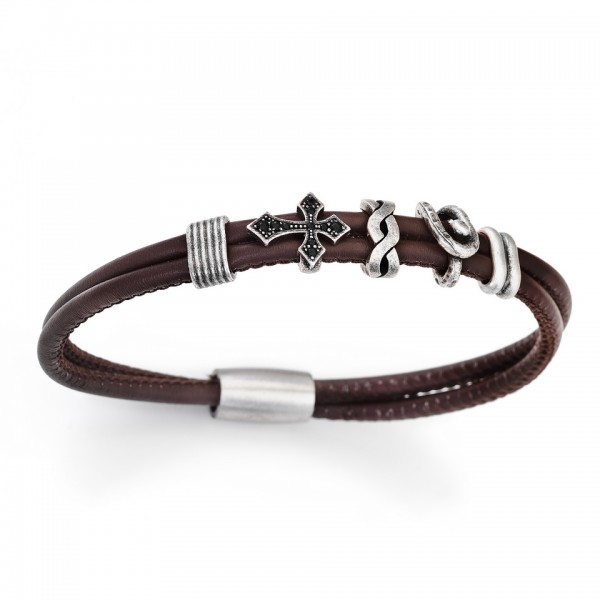 AMEN Armband 20,5 cm Leder BR305-L