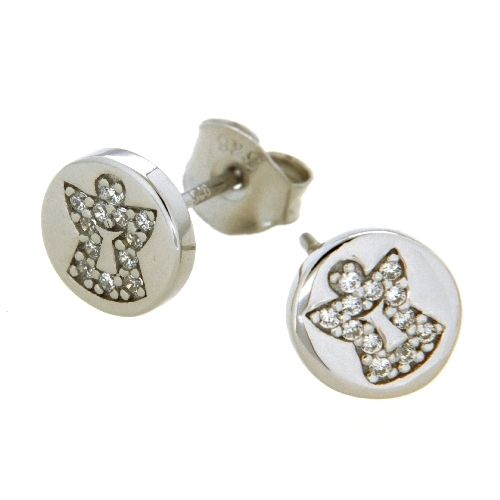 Ohrstecker Silber 925 rhodiniert Engel Zirkonia