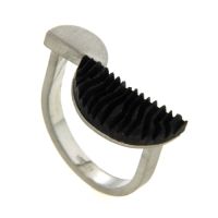 Ring Silber 925 rhodiniert Ebenholz Weite 56