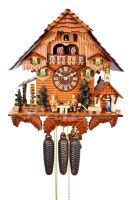 August Schwer Kuckucksuhr 8T Hof mit Kapelle Oma-Opa 44 cm 5.8869.01.C