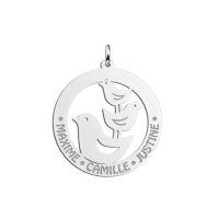 Names4ever Anhänger Silber 925 Amulett rund Vögel mit Gravur