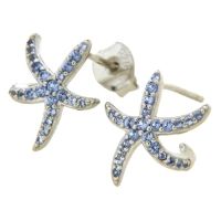 Ohrstecker Silber 925 rhodiniert Seestern Zirkonia