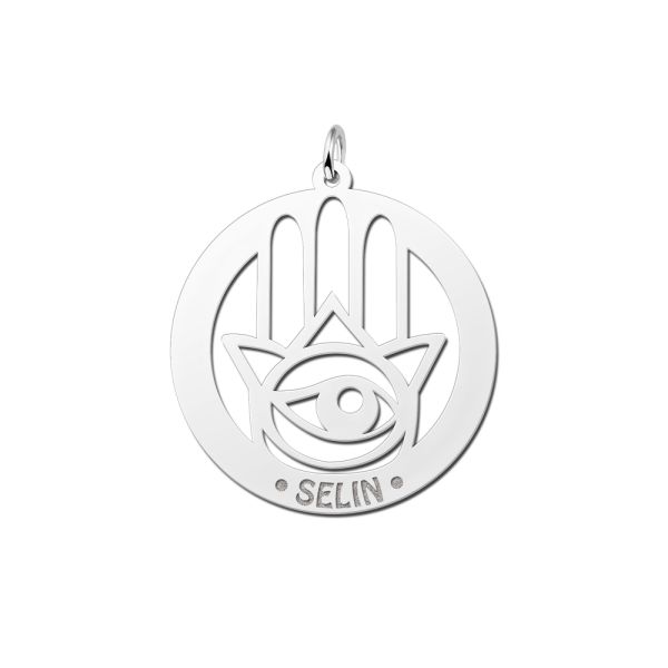 Names4ever Namensanhänger Silber 925 Hamsa Hand mit Gravur