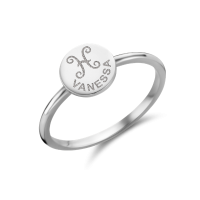 Names4ever Siegelring Silber 925 Damen Disc mit Sternzeichen und Namen ZZR4025