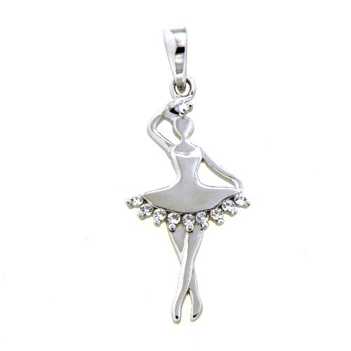 Anhänger Silber 925 rhodiniert Ballerina Zirkonia