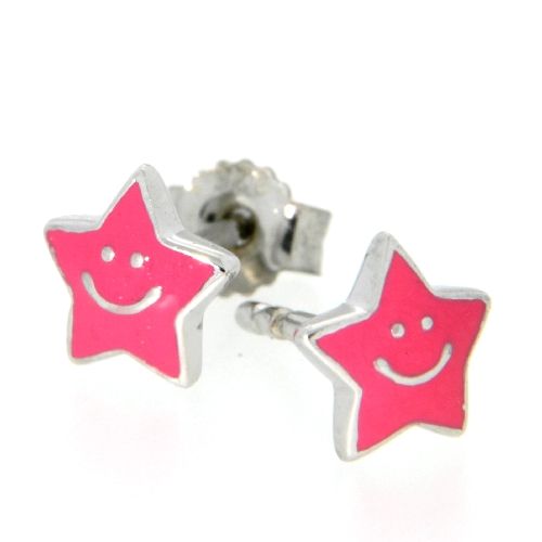 Ohrstecker Silber 925 rhodiniert Stern pink