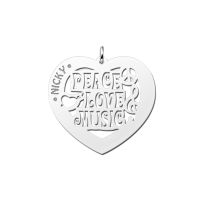 Names4ever Namensanhänger Silber 925 Herz Peace Love Music 60er Jahre mit Gravur