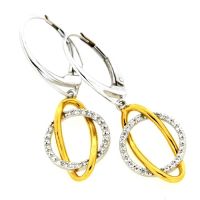 Ohrpendel Silber 925 rhodiniert bicolor Zirkonia 