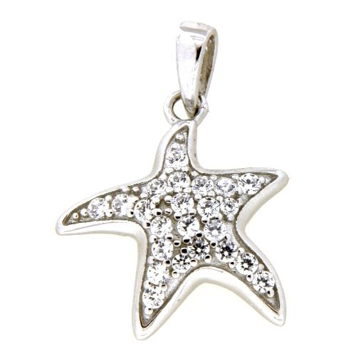 Anhänger Silber 925 rhodiniert Seestern Zirkonia