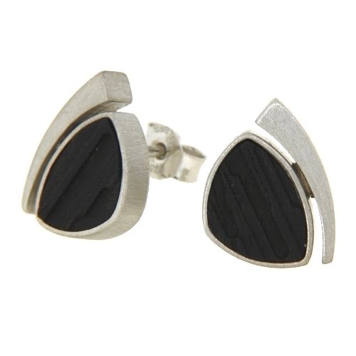 Ohrstecker Silber 925 rhodiniert Ebenholz