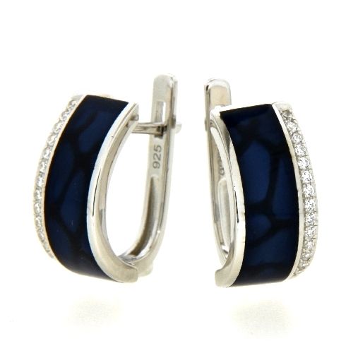 Scharniercreolen Silber 925 rhodiniert Emaille Zirkonia