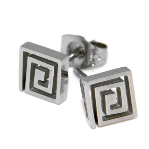 Ohrstecker Edelstahl Mäandermuster