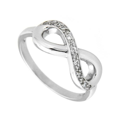 Ring Silber 925 rhodiniert Zirkonia unendlich Weite 54
