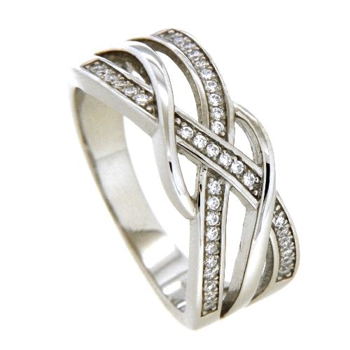 Ring Silber 925 rhodiniert Weite 62 Zirkonia