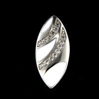 Anhänger Silber 925 rhodiniert Zirkonia und Emaille weiß