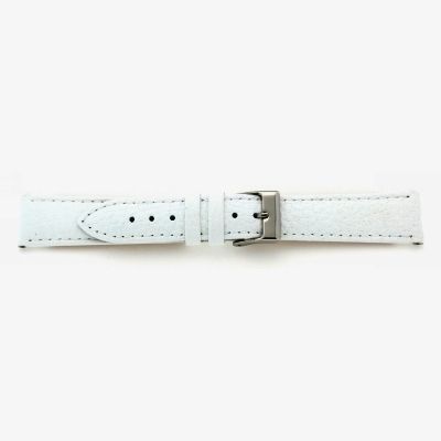 Uhrarmband Leder 20mm extralang (XL) weiß Edelstahlschließe
