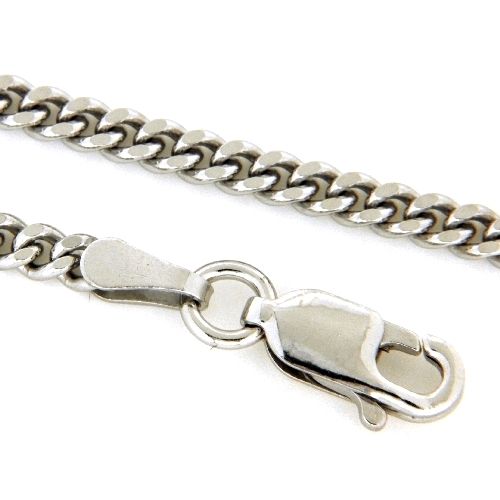 Panzerkette Silber 925 rhodiniert Panzer 80 2-fach diamantiert 50 cm