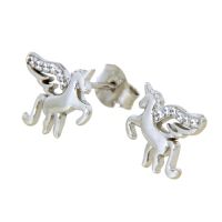 Ohrstecker Silber 925 rhodiniert Einhorn mit Flügeln 
