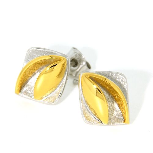 Ohrstecker Silber 925 rhodiniert bicolor