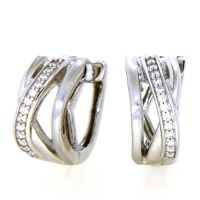 Scharniercreolen Silber 925 rhodiniert Zirkonia