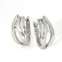 Scharniercreolen Silber 925 rhodiniert Zirkonia 