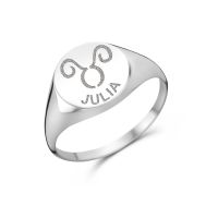 Names4ever Siegelring Silber 925 Damen rund mit Sternzeichen und Namen ZZR1017