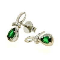 Ohrstecker Silber 925 rhodiniert Zirkonia und Zirkonia grün