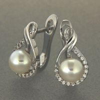 Scharniercreolen Silber 925 rhodiniert Süßwasserperle Zirkonia